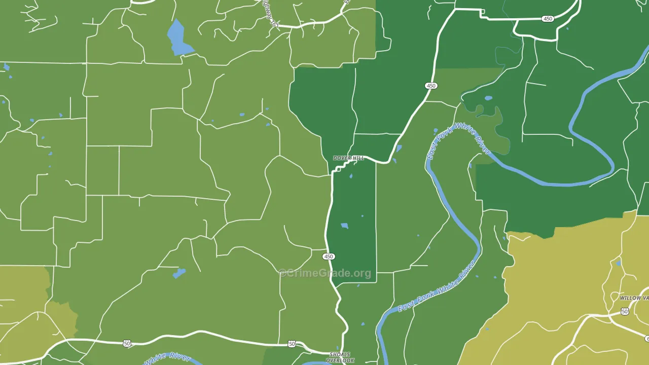 Dover Hill, IN Map of Vehicle Theft Rates