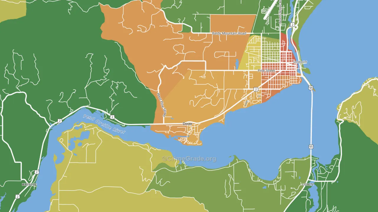 Dover, ID Map of Vehicle Theft Rates