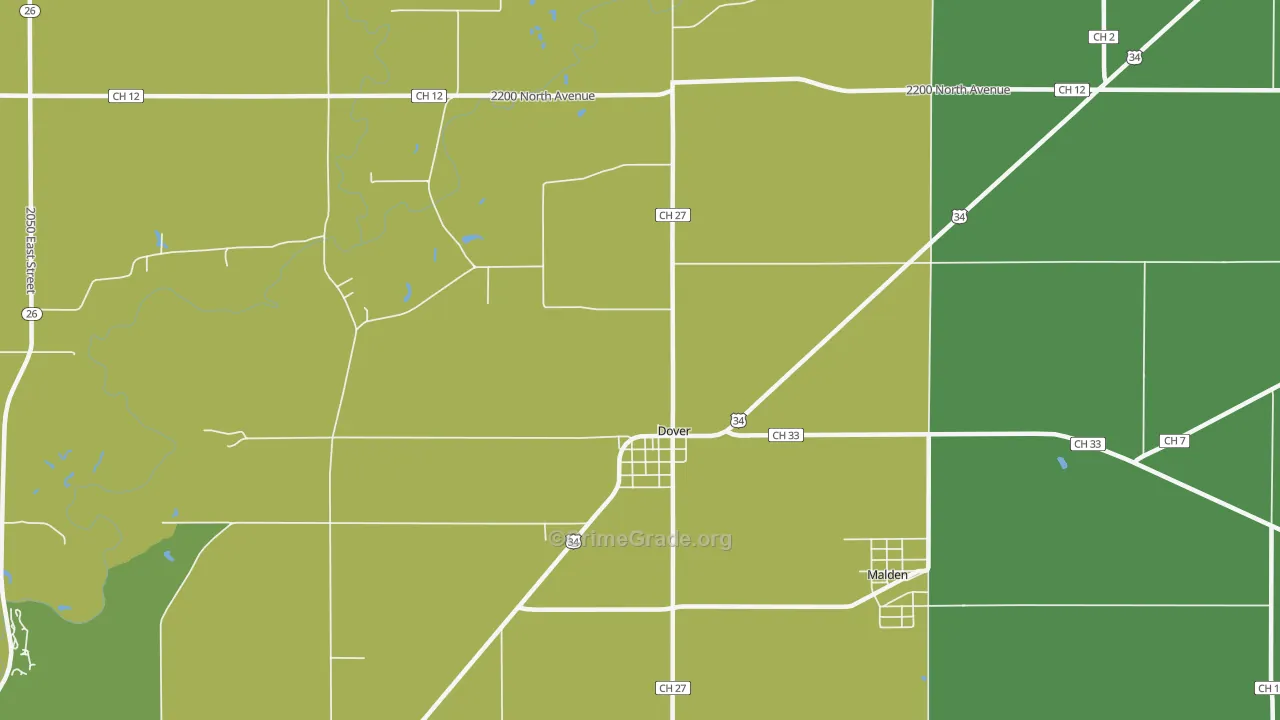 Dover, IL Map of Vehicle Theft Rates