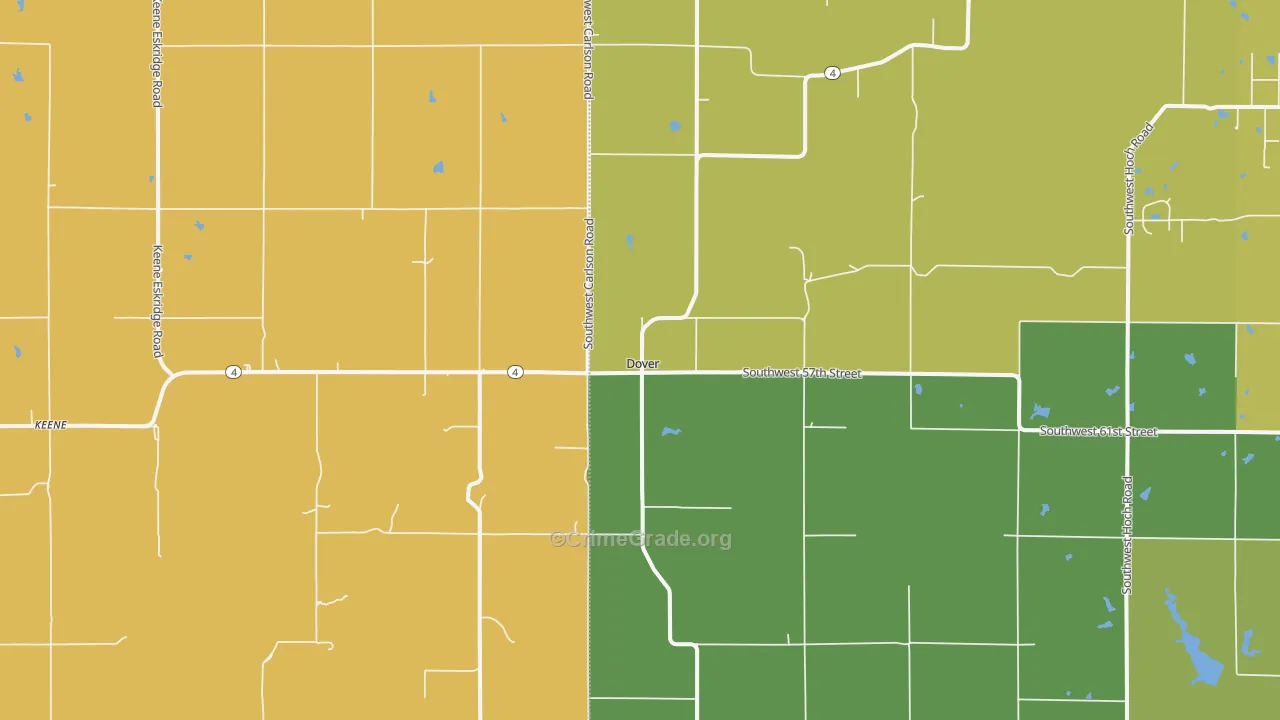 Dover, KS Map of Vehicle Theft Rates