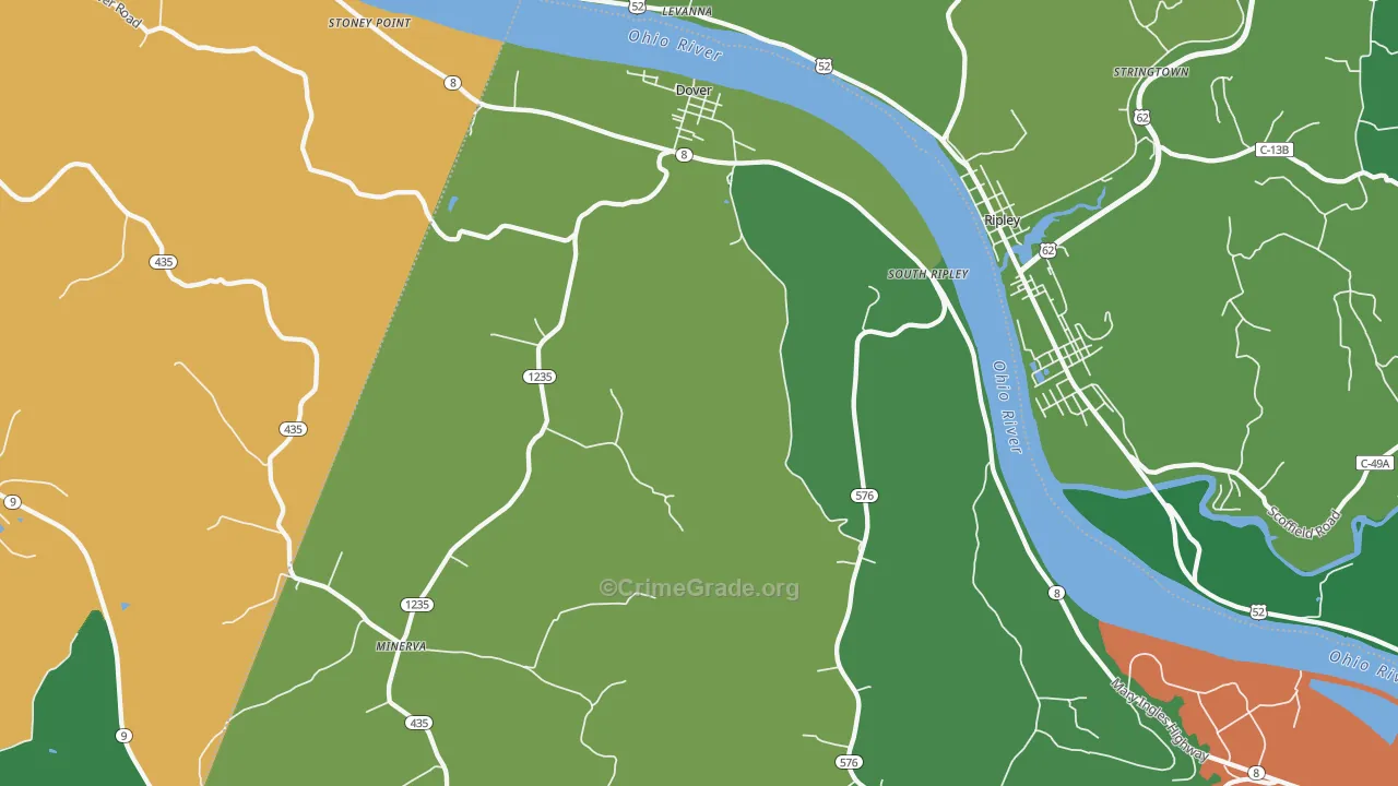 Dover, KY Map of Vehicle Theft Rates