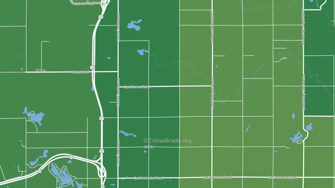 Dover, MI Map of Vehicle Theft Rates
