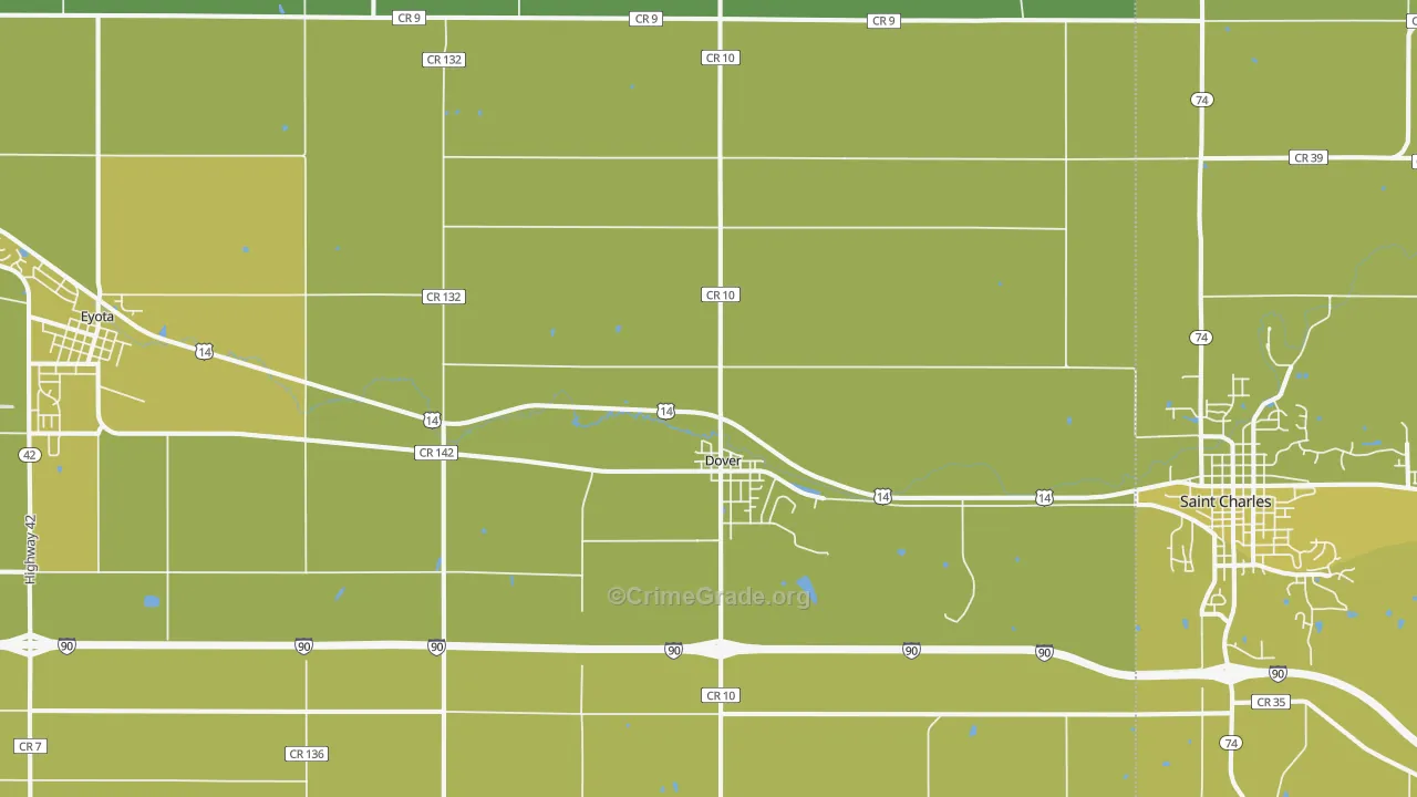 Dover, MN Map of Vehicle Theft Rates
