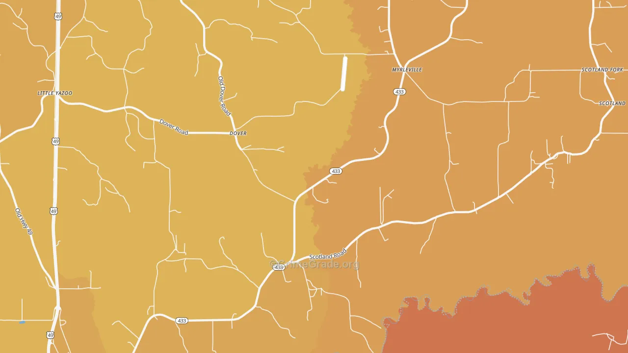 Dover, MS Map of Vehicle Theft Rates