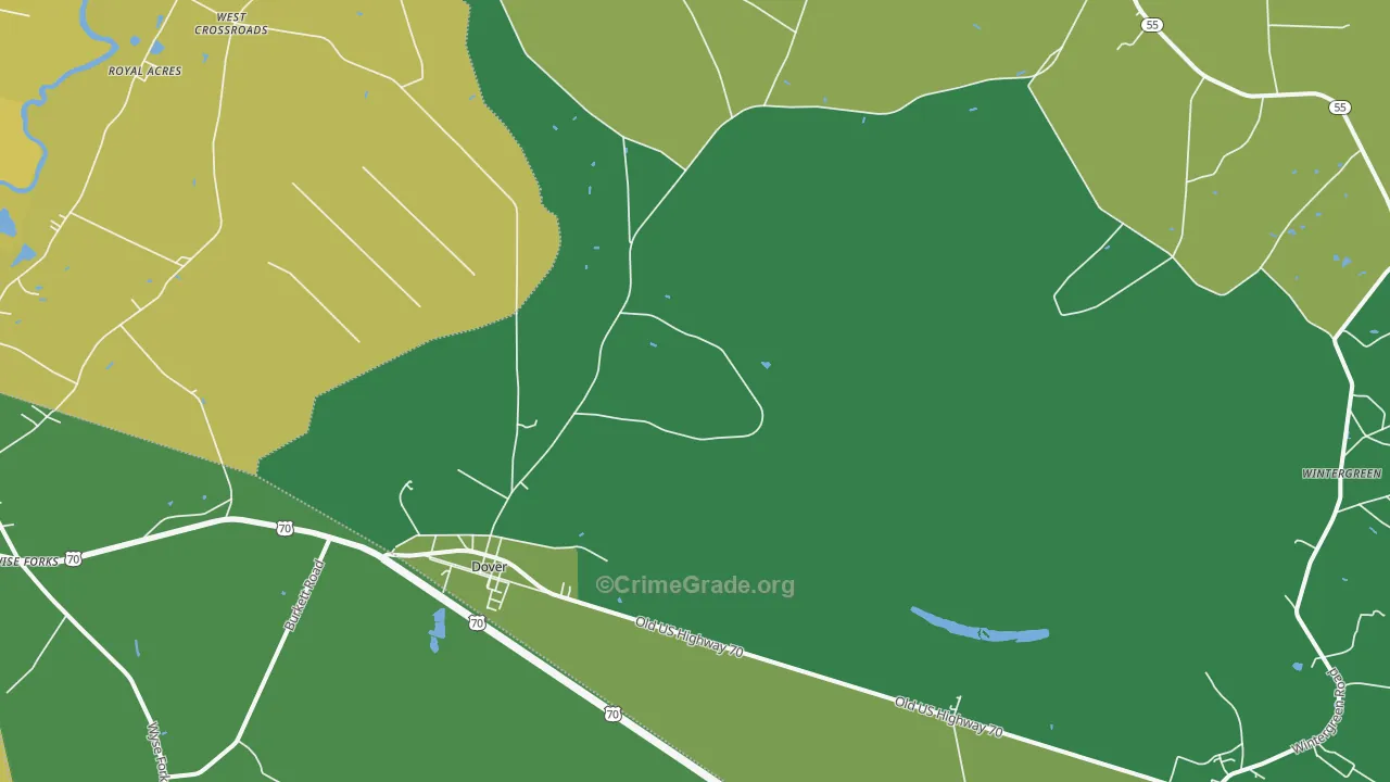 Dover, NC Map of Vehicle Theft Rates
