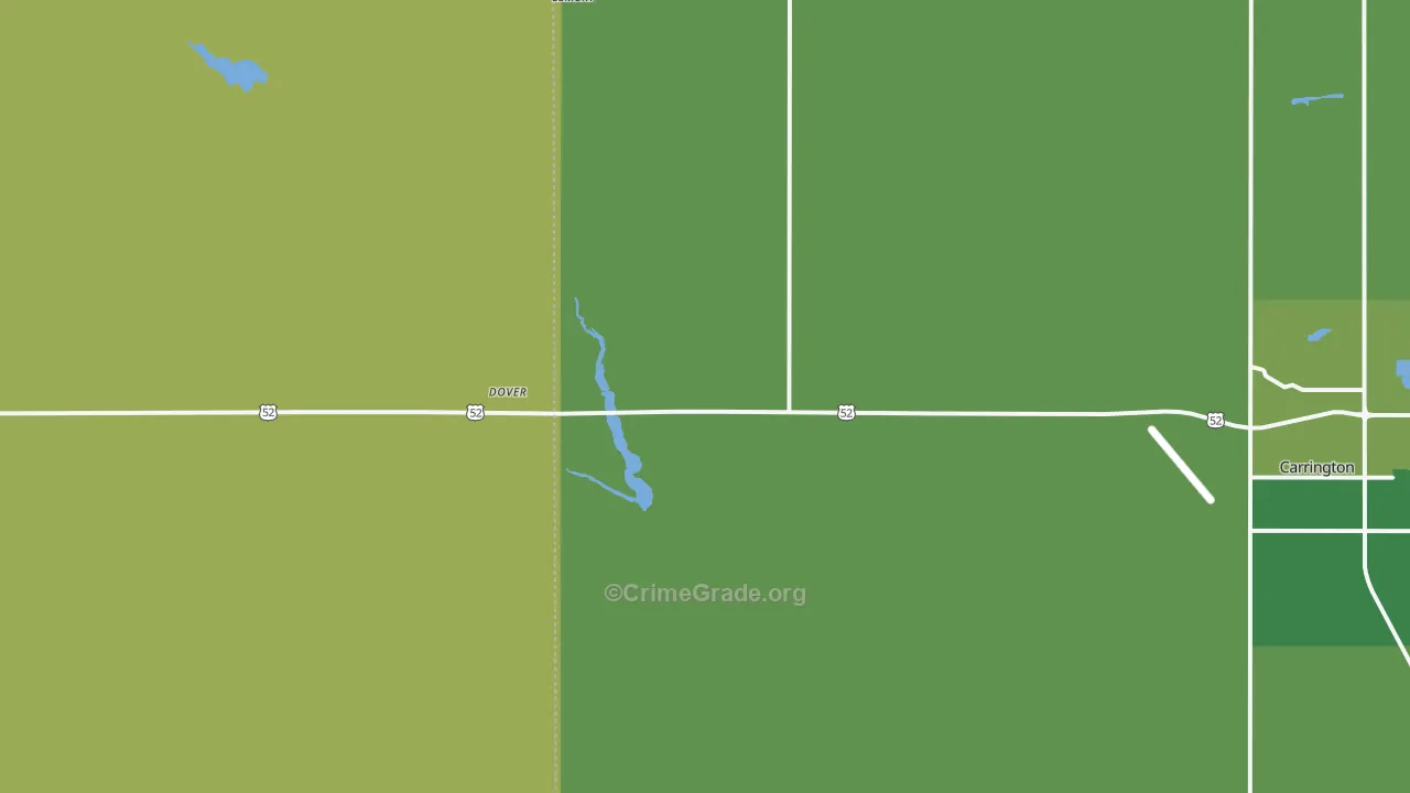 Dover, ND Map of Vehicle Theft Rates