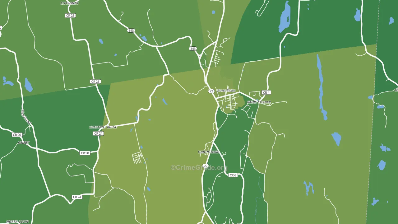 Dover Plains, NY Map of Vehicle Theft Rates