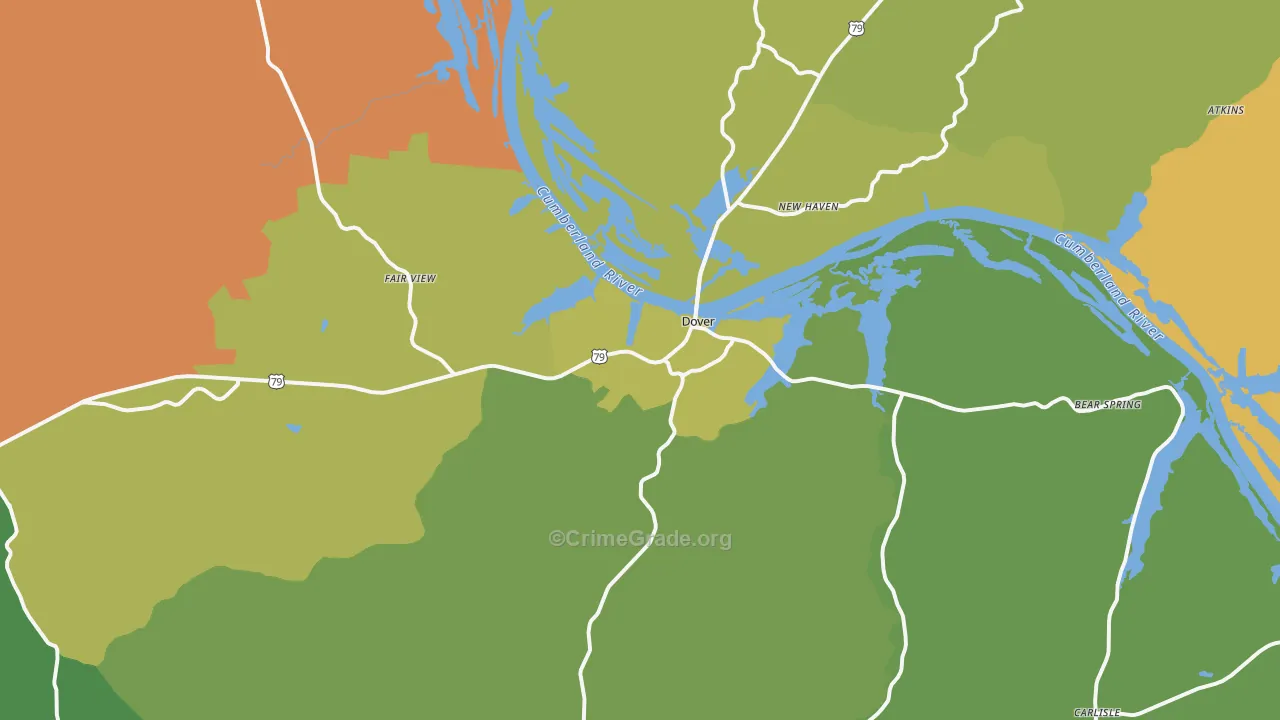 Dover, TN Map of Vehicle Theft Rates