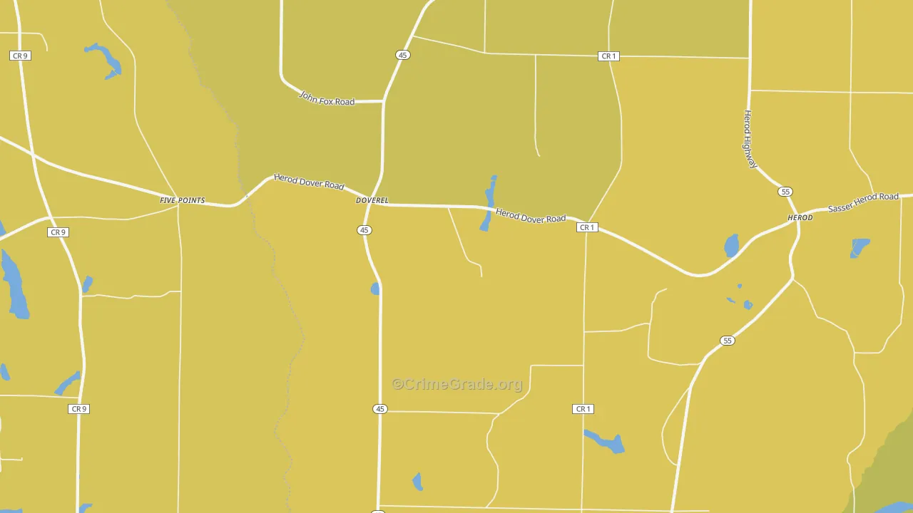 Doverel, GA Map of Vehicle Theft Rates