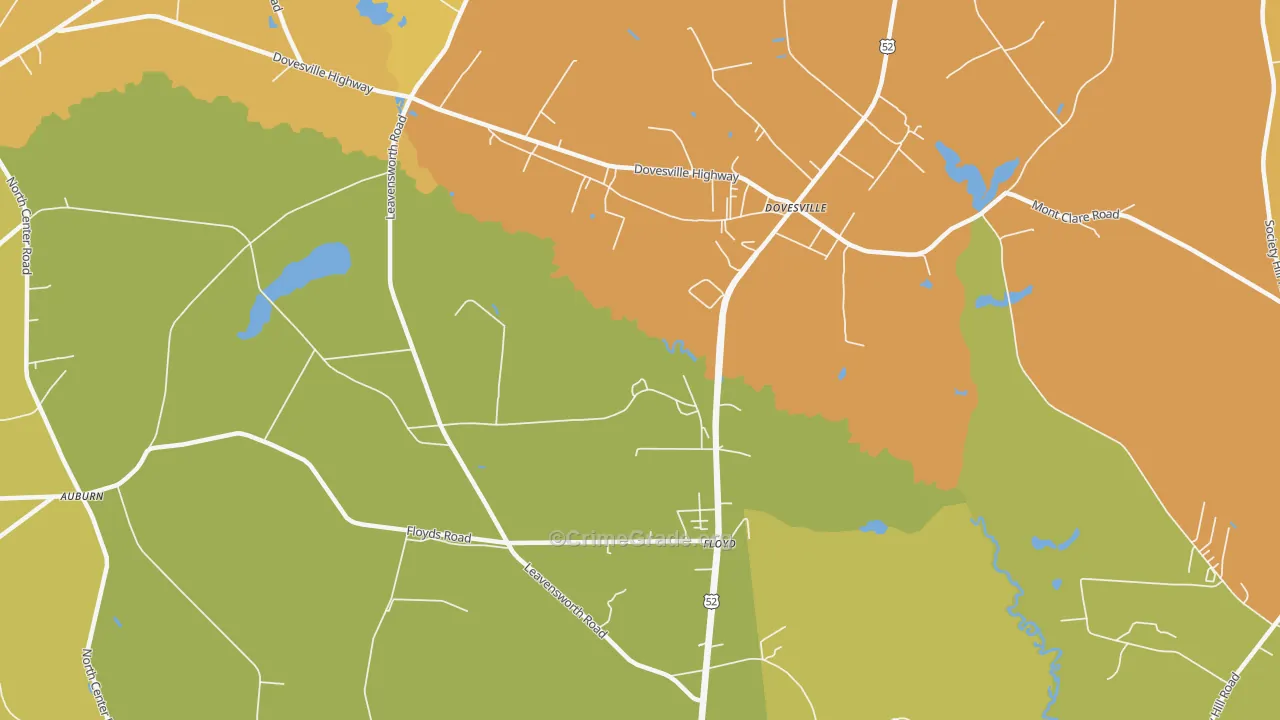 Dovesville, SC Map of Vehicle Theft Rates