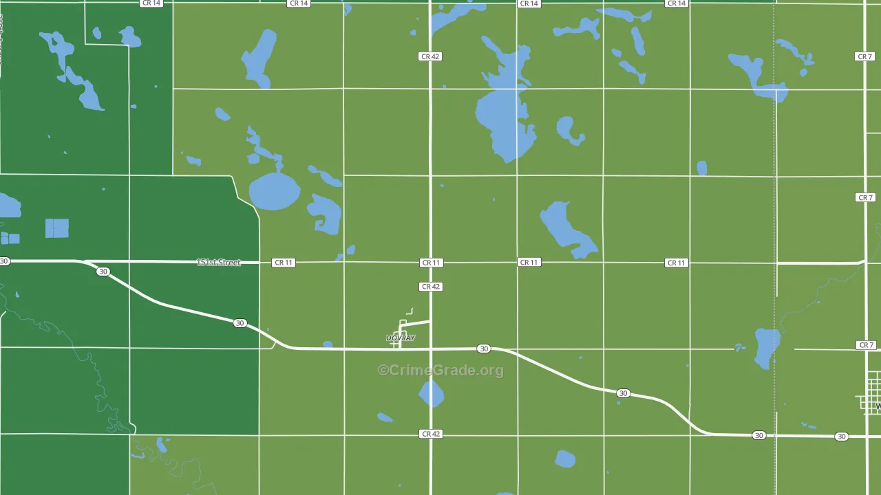 Dovray, MN Map of Vehicle Theft Rates