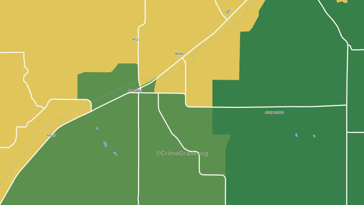 Dow City, IA Map of Vehicle Theft Rates