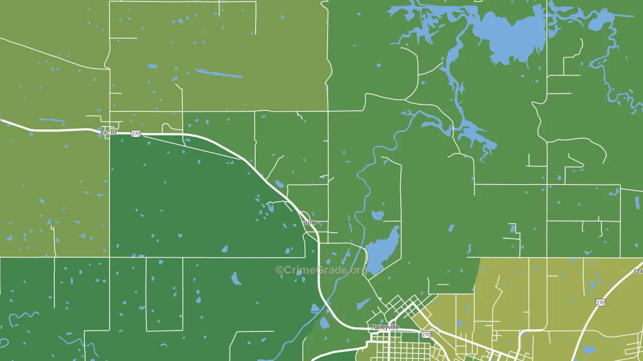 Dow, OK Map of Vehicle Theft Rates
