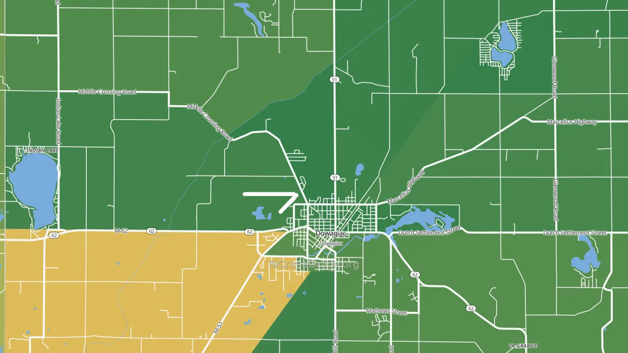 Dowagiac, MI Map of Vehicle Theft Rates