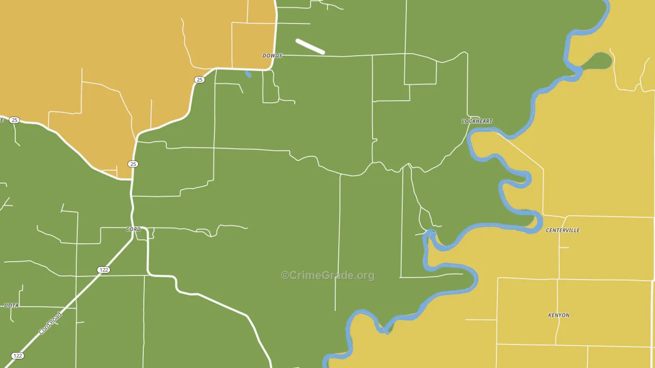 Dowdy, AR Map of Vehicle Theft Rates