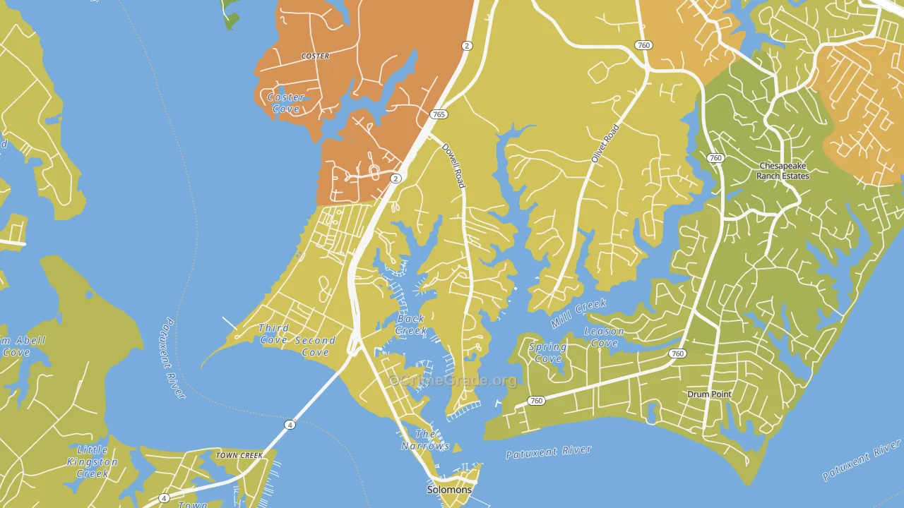 Dowell, MD Map of Vehicle Theft Rates