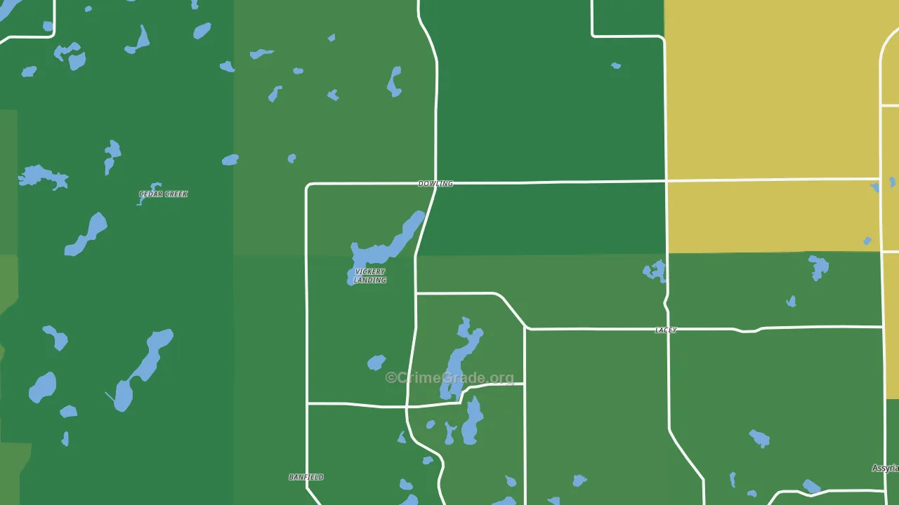 Dowling, MI Map of Vehicle Theft Rates