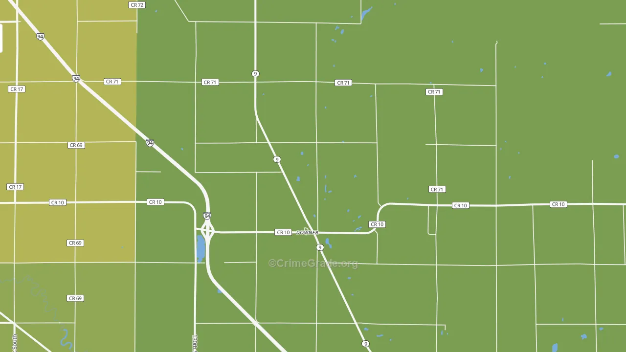 Downer, MN Map of Vehicle Theft Rates
