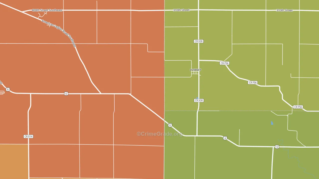 Downey, IA Map of Vehicle Theft Rates