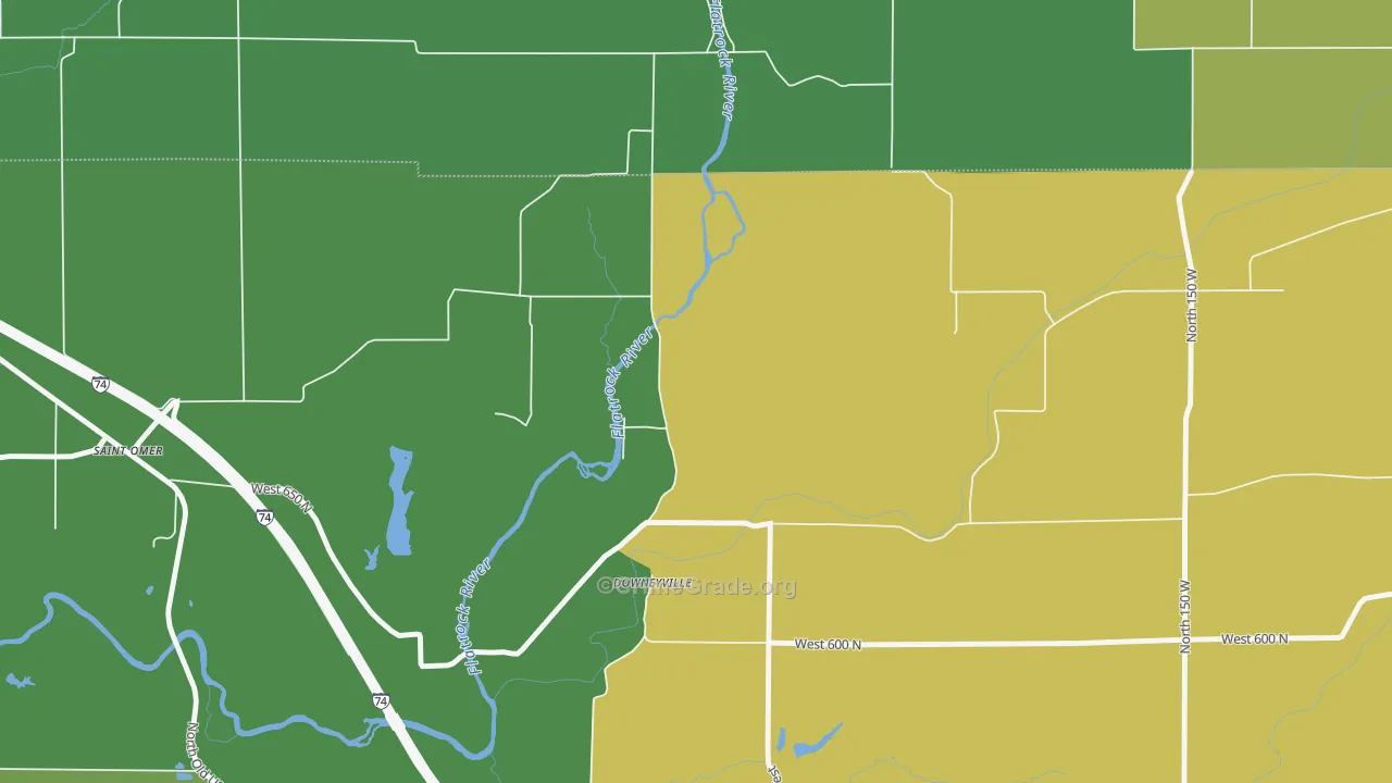Downeyville, IN Map of Vehicle Theft Rates
