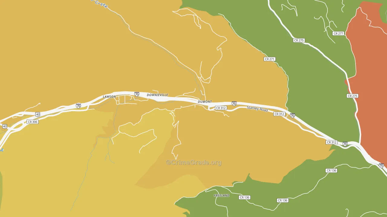Downieville-Lawson-Dumont, CO Map of Vehicle Theft Rates