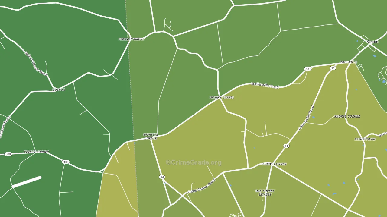 Downs Chapel, DE Map of Vehicle Theft Rates