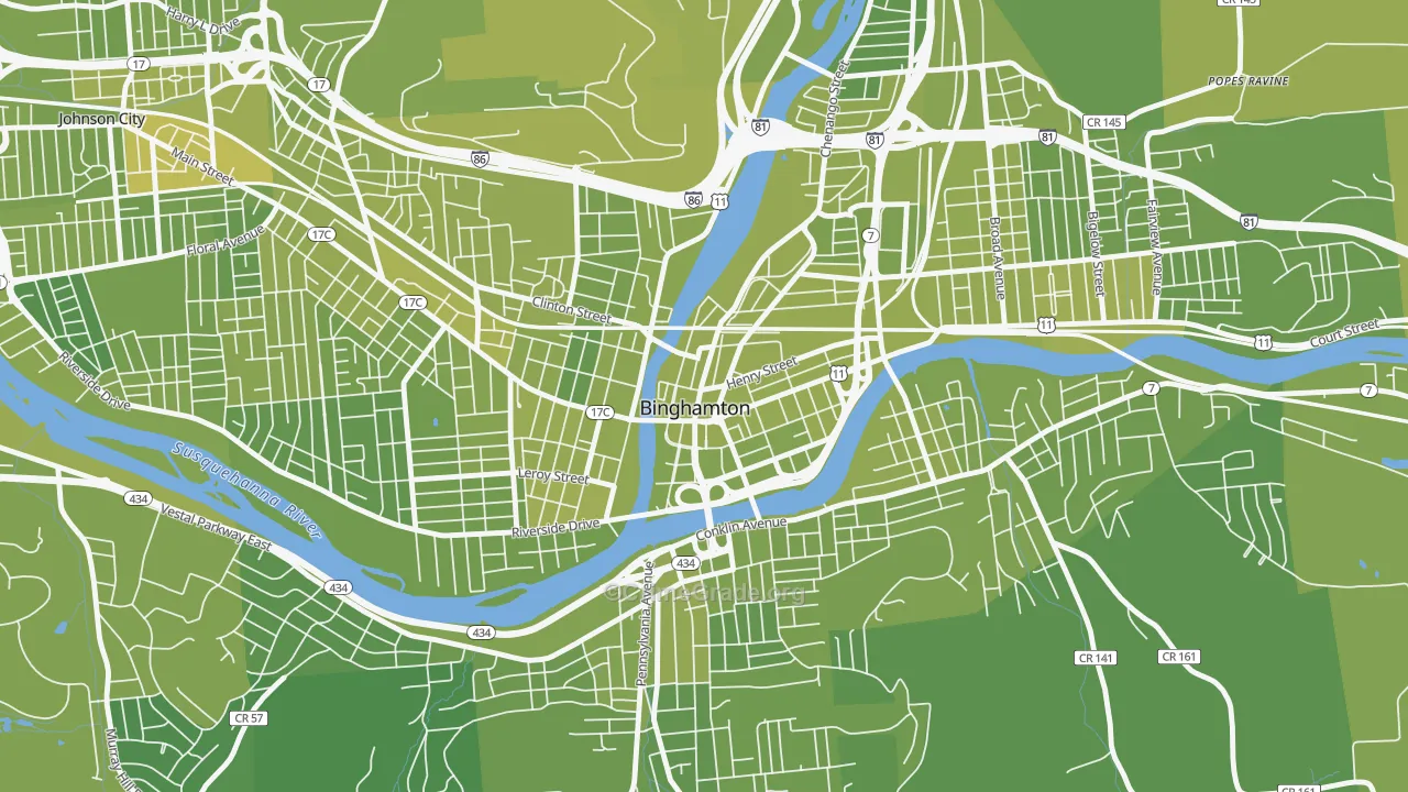 Downtown Binghamton, Binghamton, NY Map of Vehicle Theft Rates