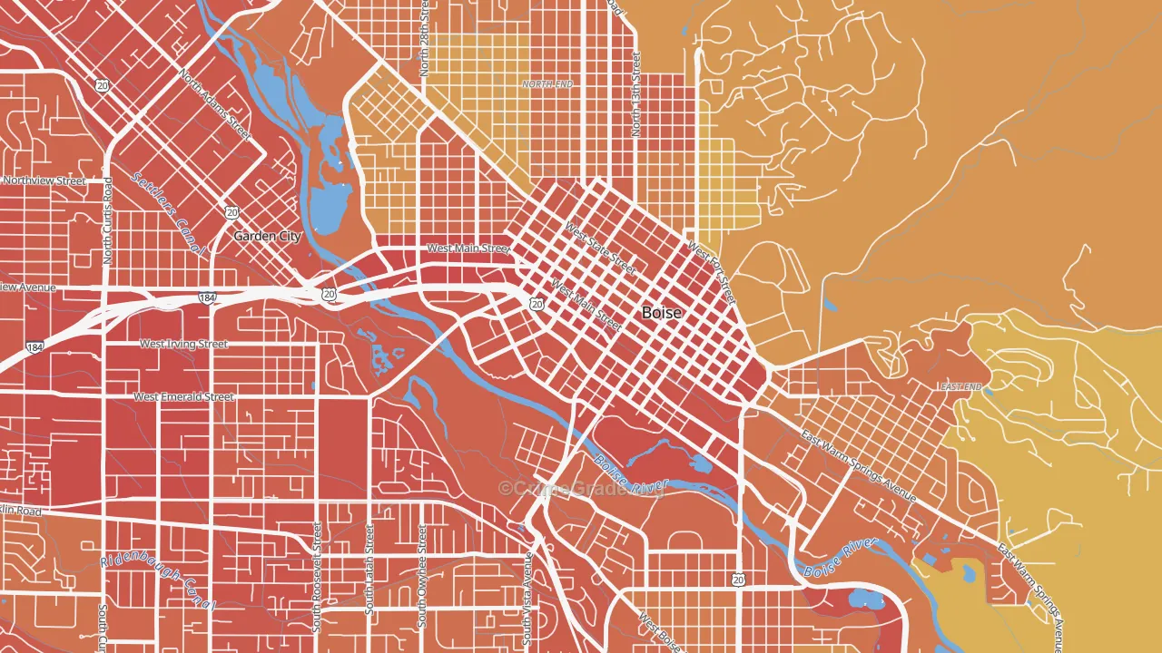 Downtown, Boise, ID Map of Vehicle Theft Rates