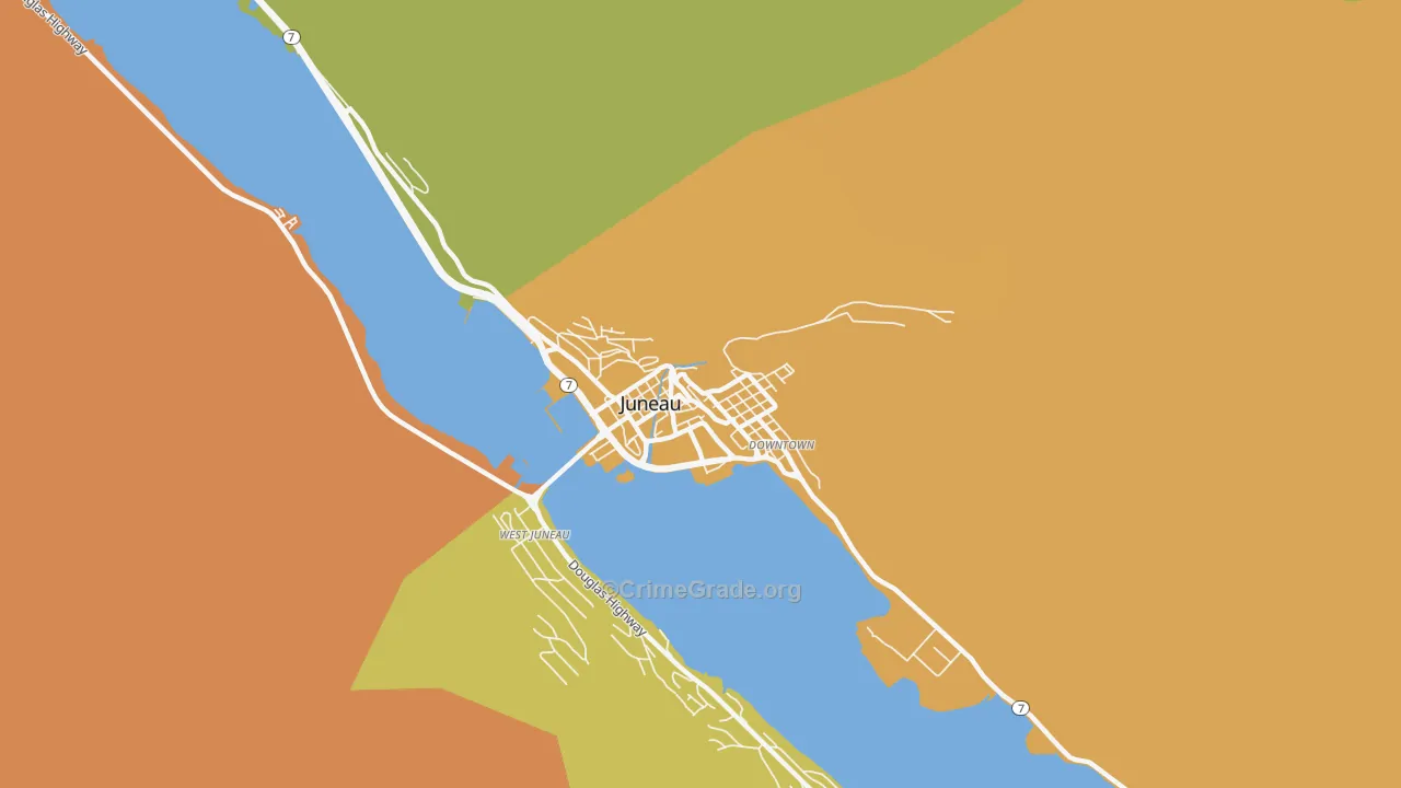 Downtown Juneau, Juneau, AK Map of Vehicle Theft Rates