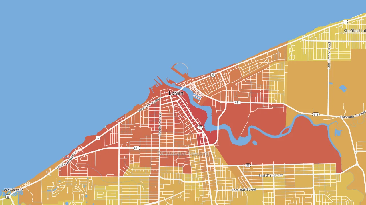 Downtown Lorain, Lorain, OH Map of Vehicle Theft Rates
