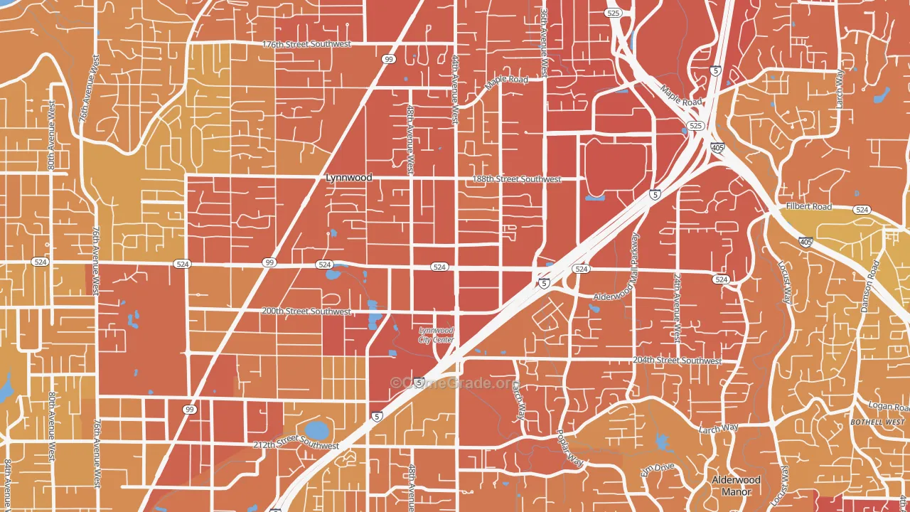 Downtown Lynnwood, Lynnwood, WA Map of Vehicle Theft Rates