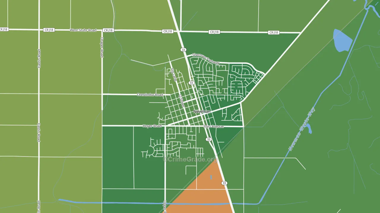 Downtown Newman, Newman, CA Map of Vehicle Theft Rates