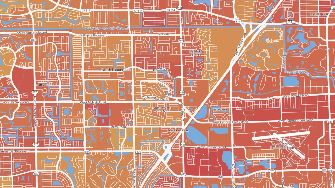 Downtown North Lauderdale, North Lauderdale, FL Map of Vehicle Theft Rates