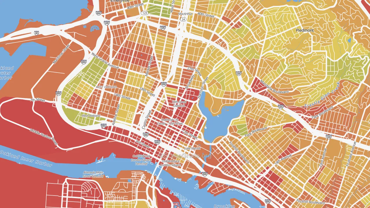 Downtown Oakland, Oakland, CA Map of Vehicle Theft Rates