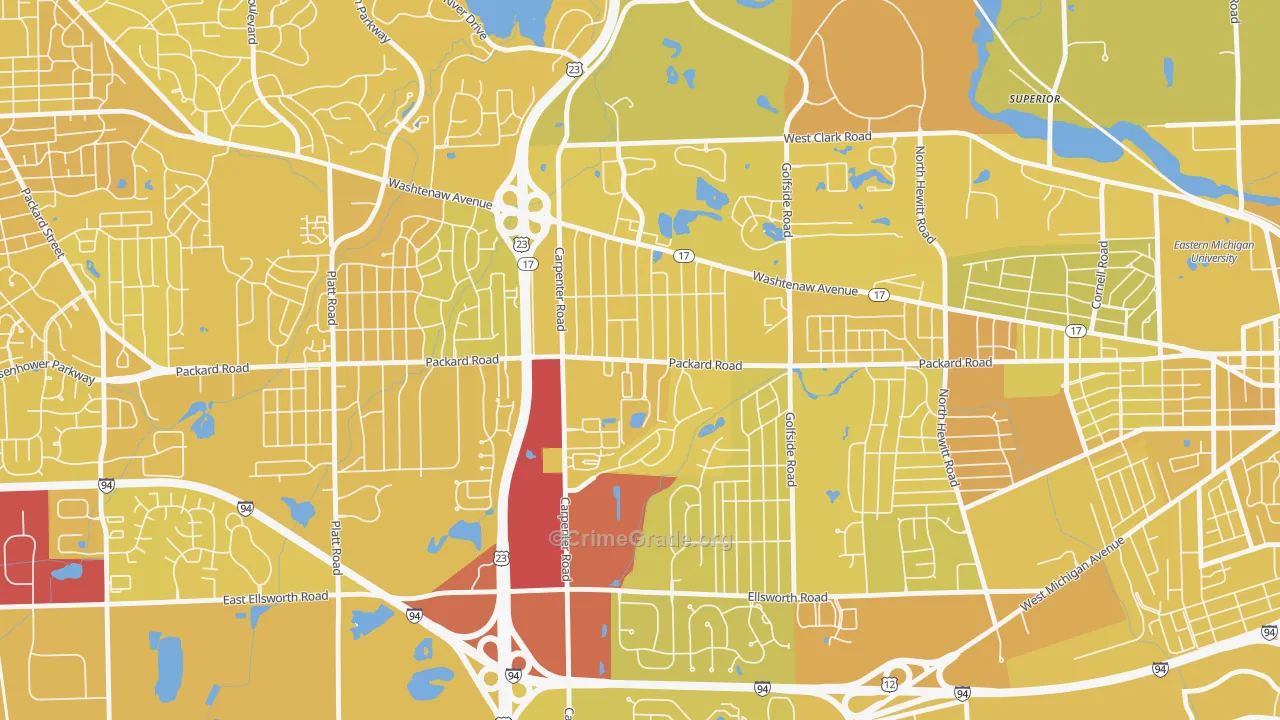 Downtown Pittsfield, Ann Arbor, MI Map of Vehicle Theft Rates
