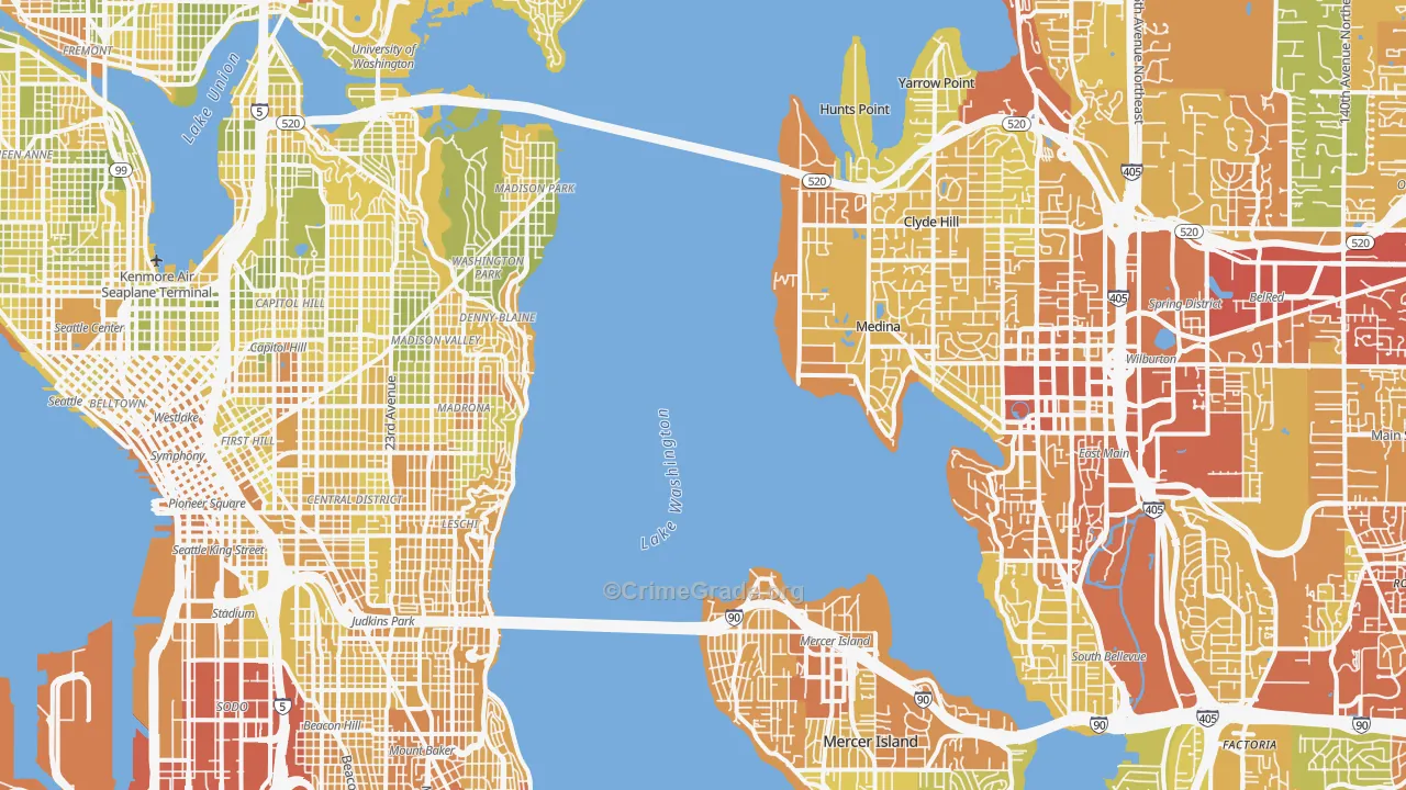 Downtown Seattle, Seattle, WA Map of Vehicle Theft Rates