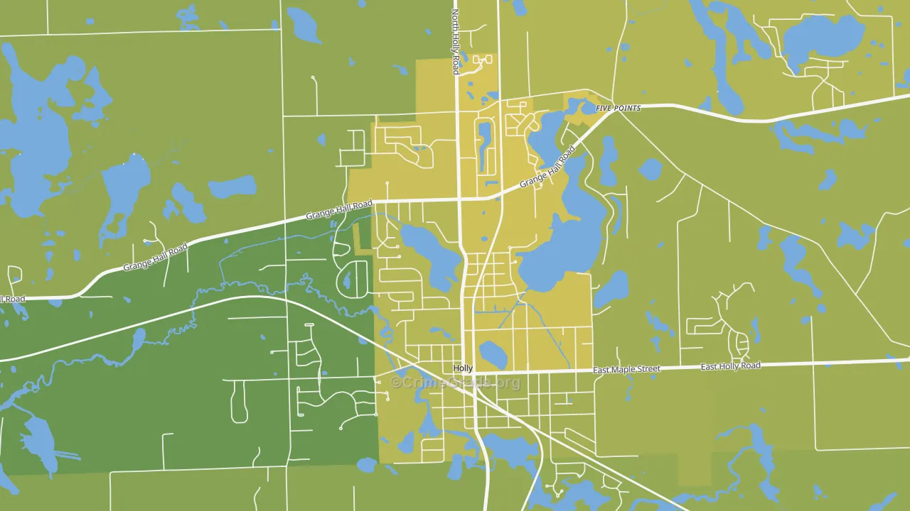 Downtown Village of Holly, Holly, MI Map of Vehicle Theft Rates