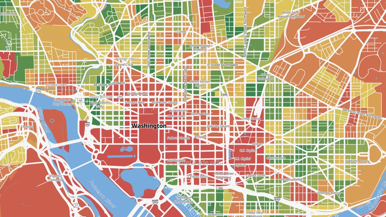 Downtown, Washington, DC Map of Vehicle Theft Rates