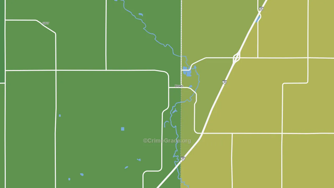 Dows, IA Map of Vehicle Theft Rates