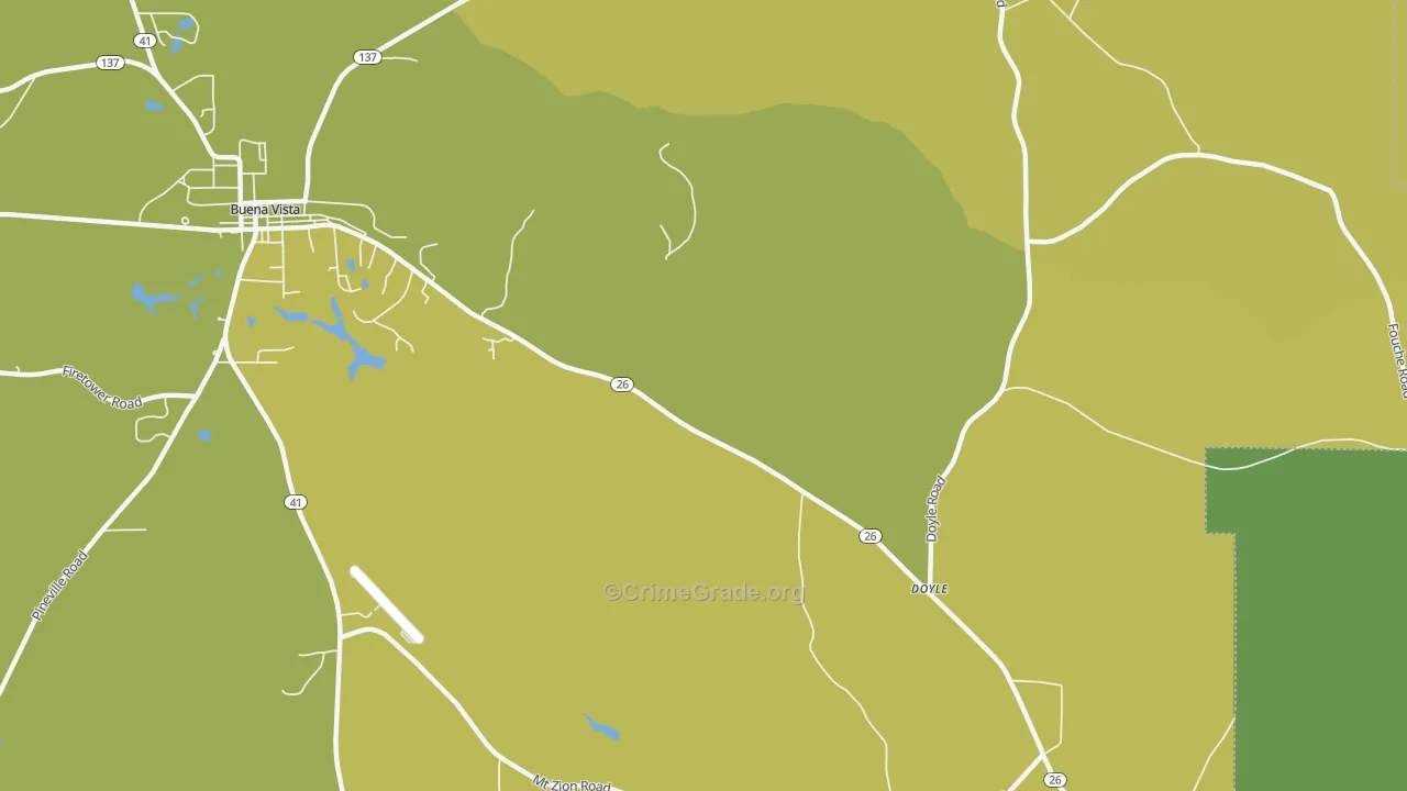 Doyle, GA Map of Vehicle Theft Rates