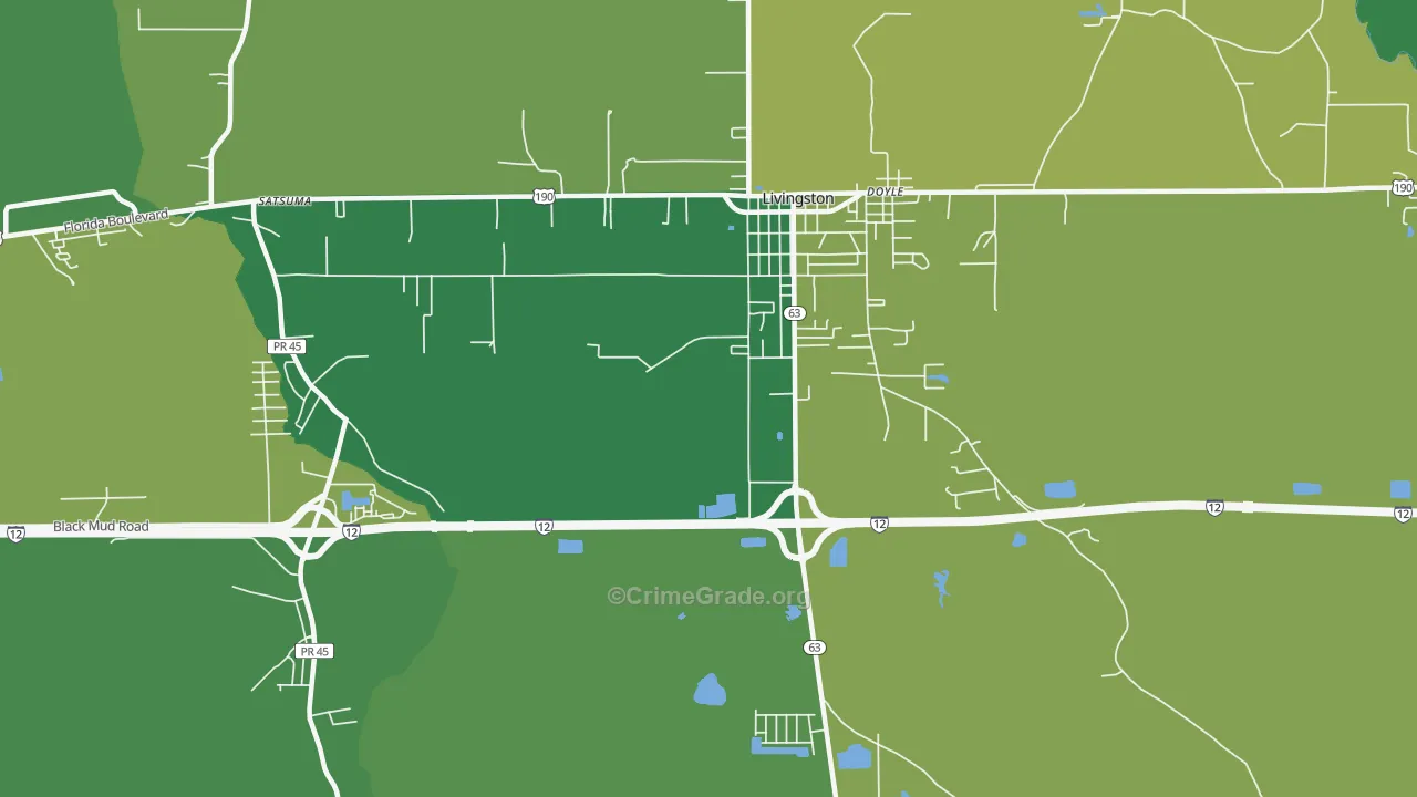 Doyle, LA Map of Vehicle Theft Rates