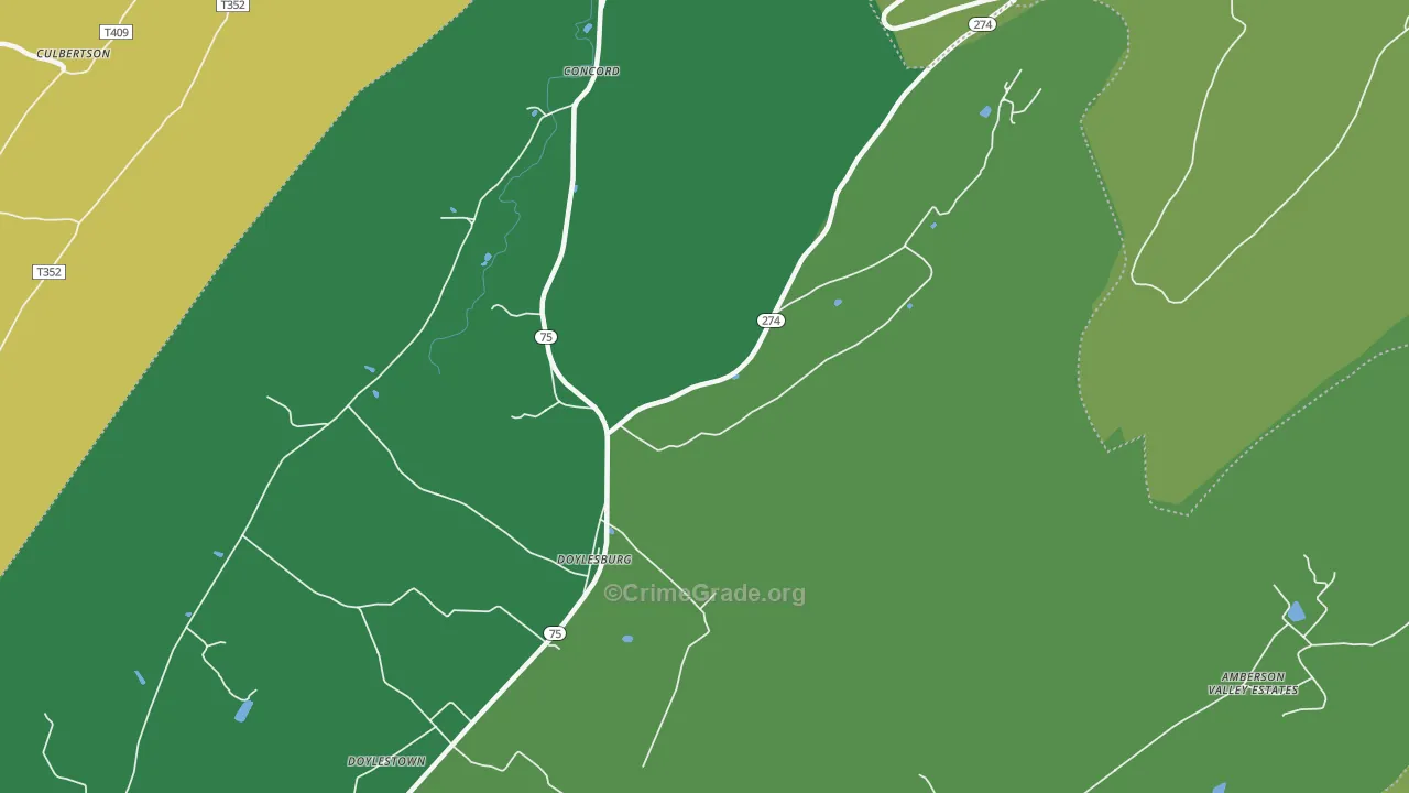 Doylesburg, PA Map of Vehicle Theft Rates