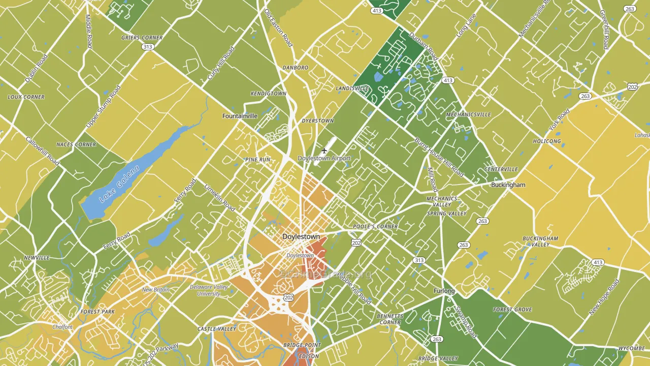 Doylestown, PA Map of Vehicle Theft Rates