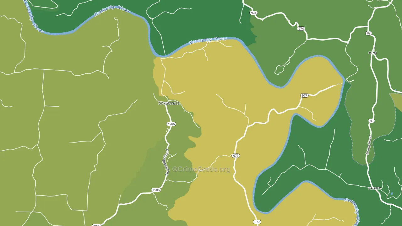 Doylesville, KY Map of Vehicle Theft Rates