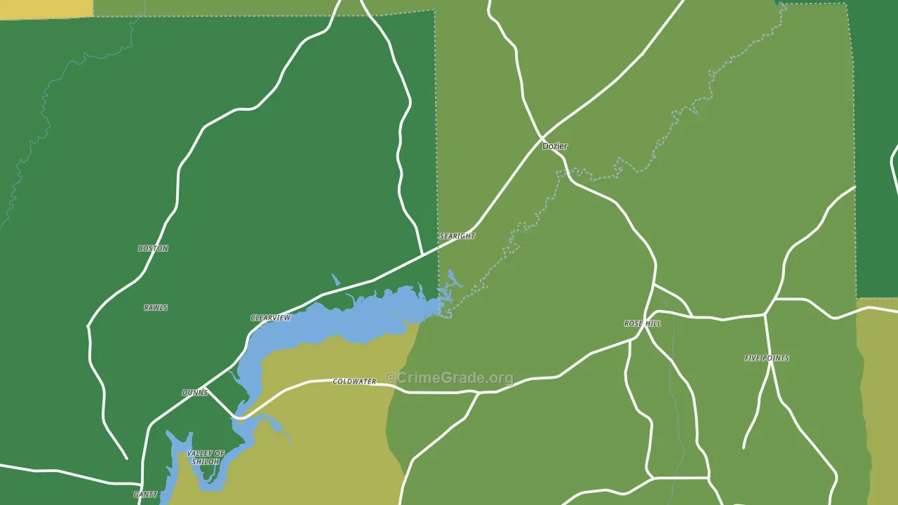 Dozier, AL Map of Vehicle Theft Rates