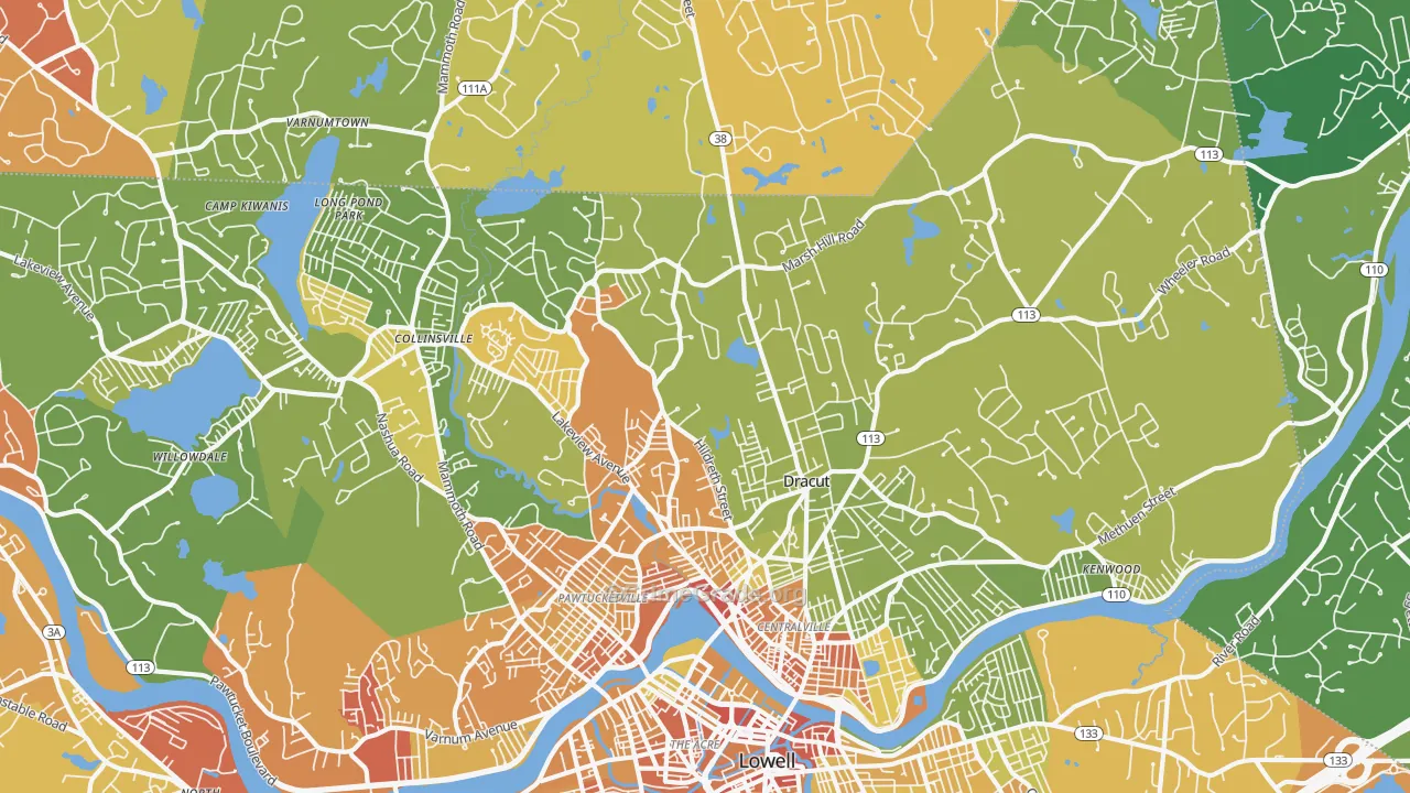 Dracut, MA Map of Vehicle Theft Rates