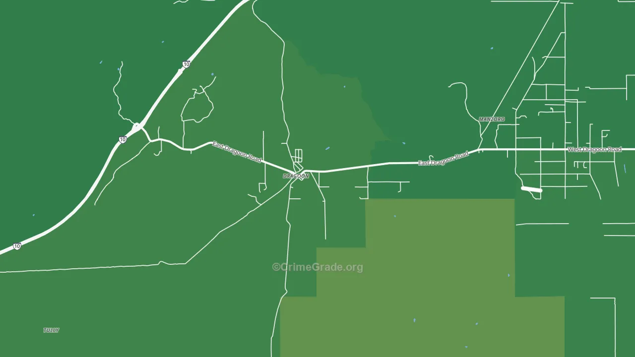 Dragoon, AZ Map of Vehicle Theft Rates