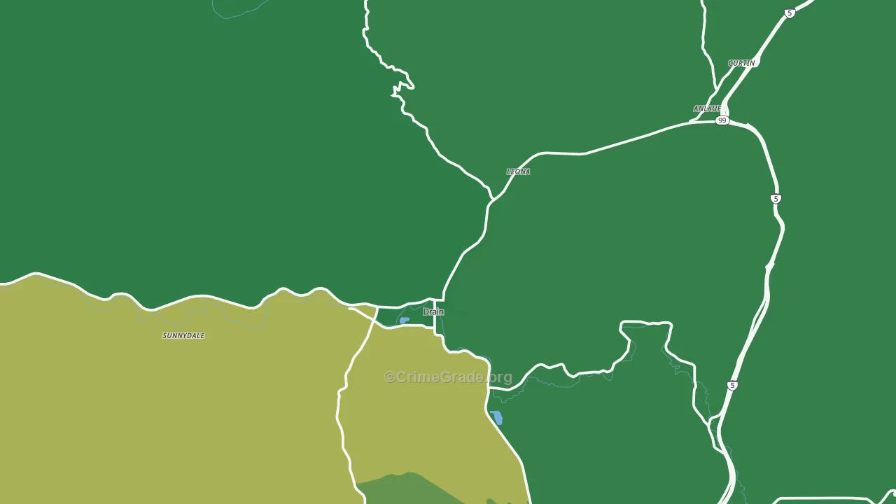 Drain, OR Map of Vehicle Theft Rates
