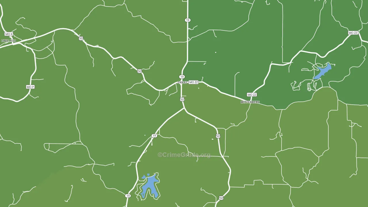 Drake, MO Map of Vehicle Theft Rates