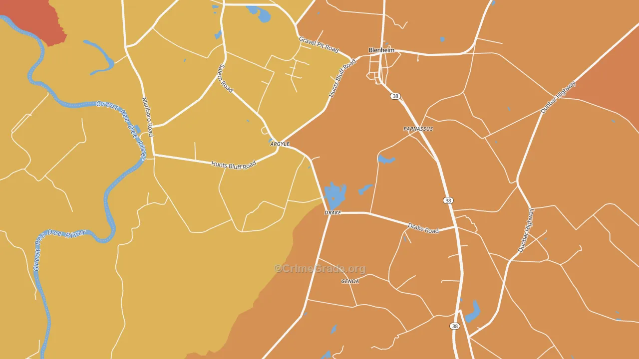Drake, SC Map of Vehicle Theft Rates